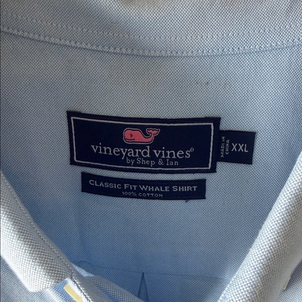 Vineyard Vines Mens XXL Classic Fit Whale 100% Cotton Shirt Blue Preppy Business - Picture 2 of 9